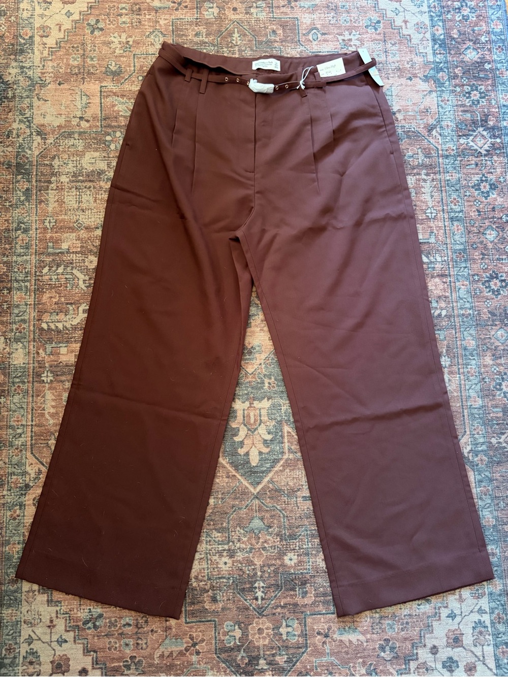 Abercrombie & Fitch Women's Wide-Leg Trousers in Deep Brown